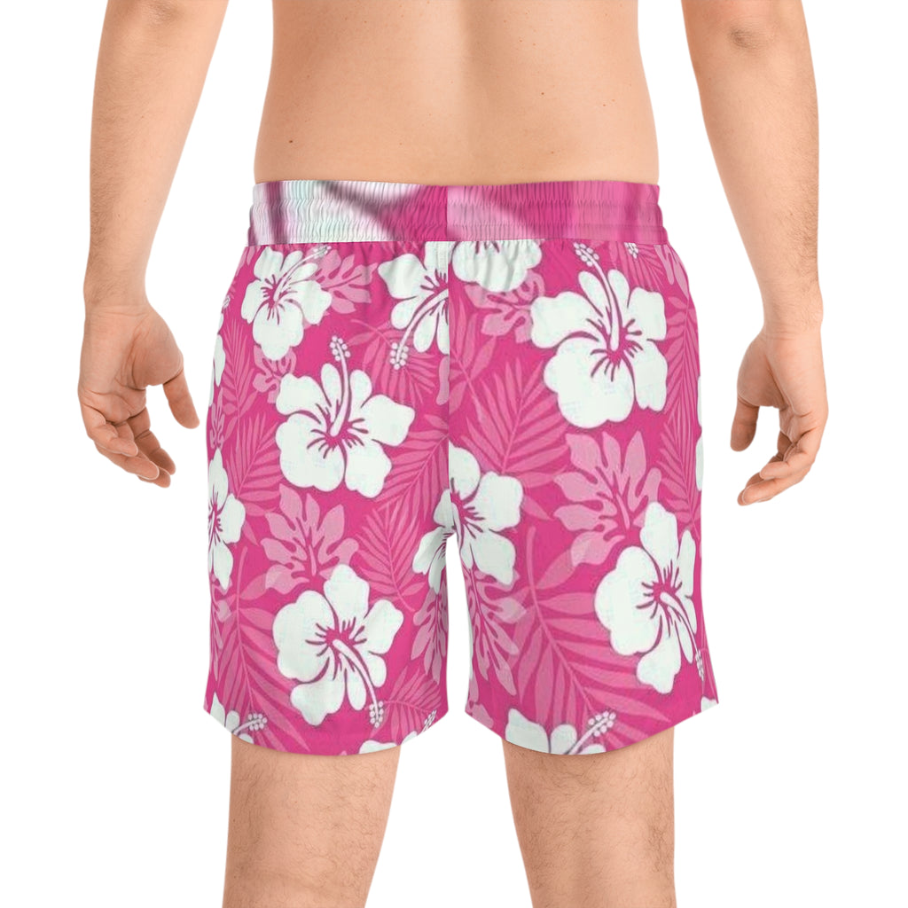 Pink Hawaiian couple Swim Shorts